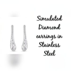 Elegant 'Rain Drops' simulated Diamond earrings, stainless steel